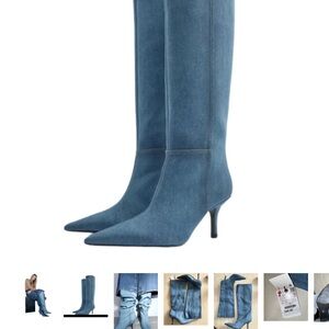 ZARA Blue Knee-High Women's Boots